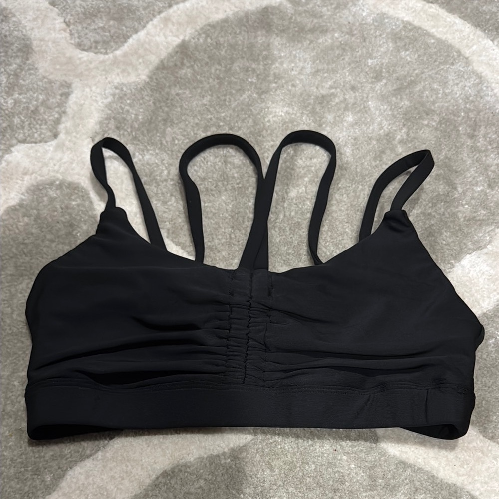 Aqua Black Strappy Sports Bra with Crossback Design